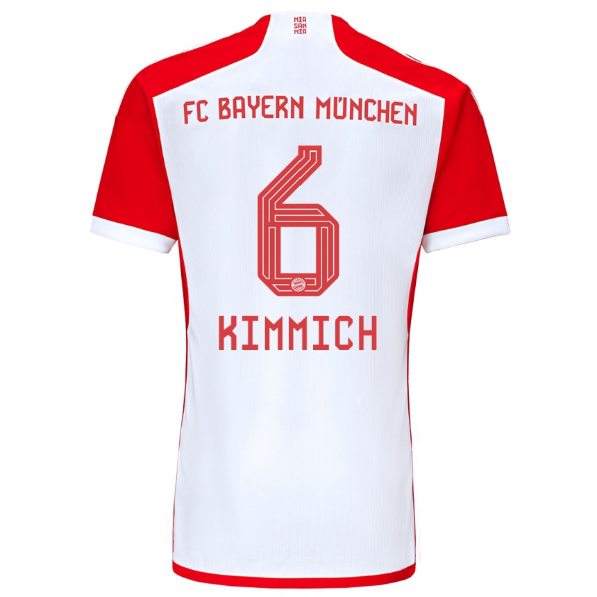 Vaikiškas Joshua Kimmich #6 Raudona Balta Namų Marškinėliai 2023/24 T-Shirt