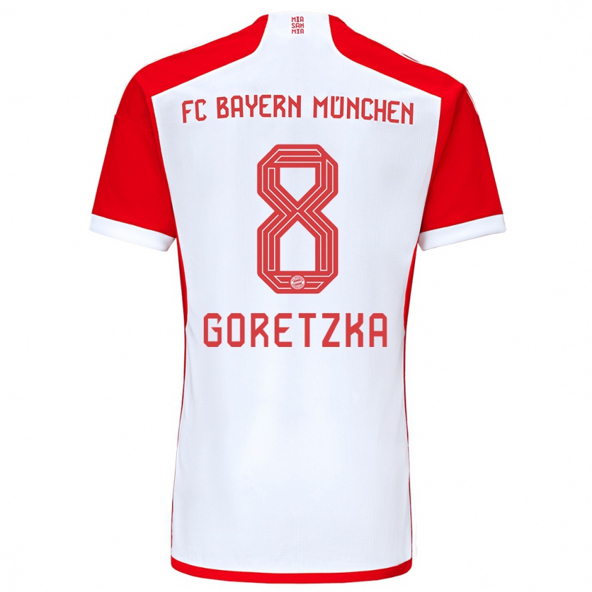 Vaikiškas Leon Goretzka #8 Raudona Balta Namų Marškinėliai 2023/24 T-Shirt