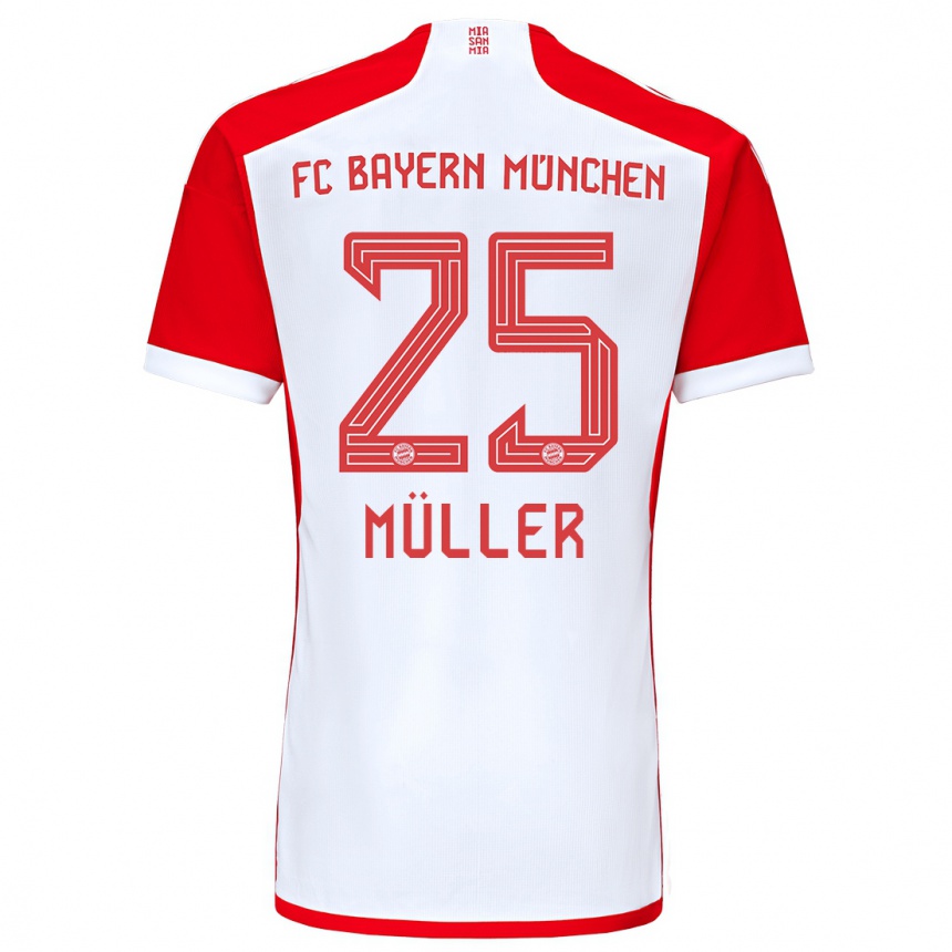 Vaikiškas Thomas Muller #25 Raudona Balta Namų Marškinėliai 2023/24 T-Shirt