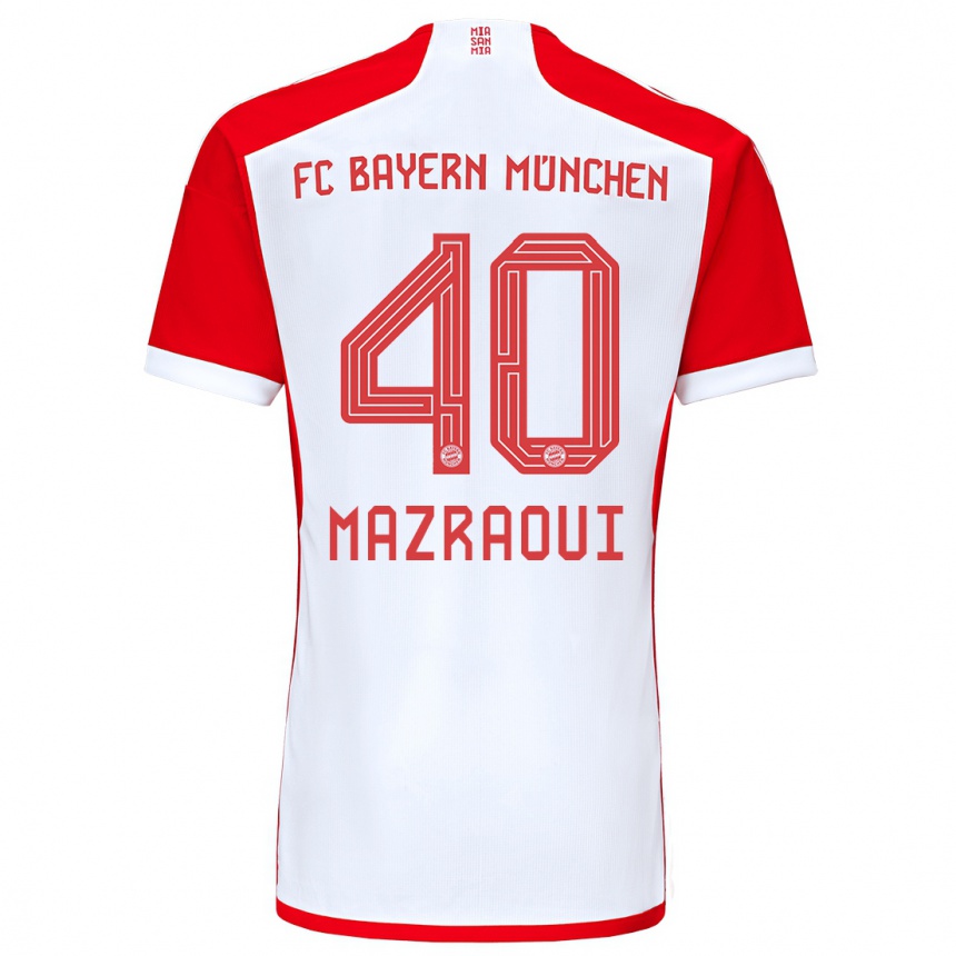 Vaikiškas Noussair Mazraoui #40 Raudona Balta Namų Marškinėliai 2023/24 T-Shirt