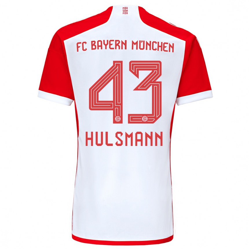 Vaikiškas Tom Hulsmann #43 Raudona Balta Namų Marškinėliai 2023/24 T-Shirt