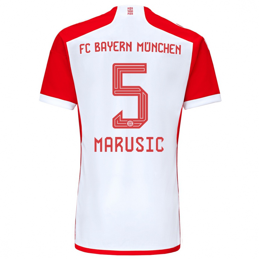 Vaikiškas Gabriel Marusic #5 Raudona Balta Namų Marškinėliai 2023/24 T-Shirt