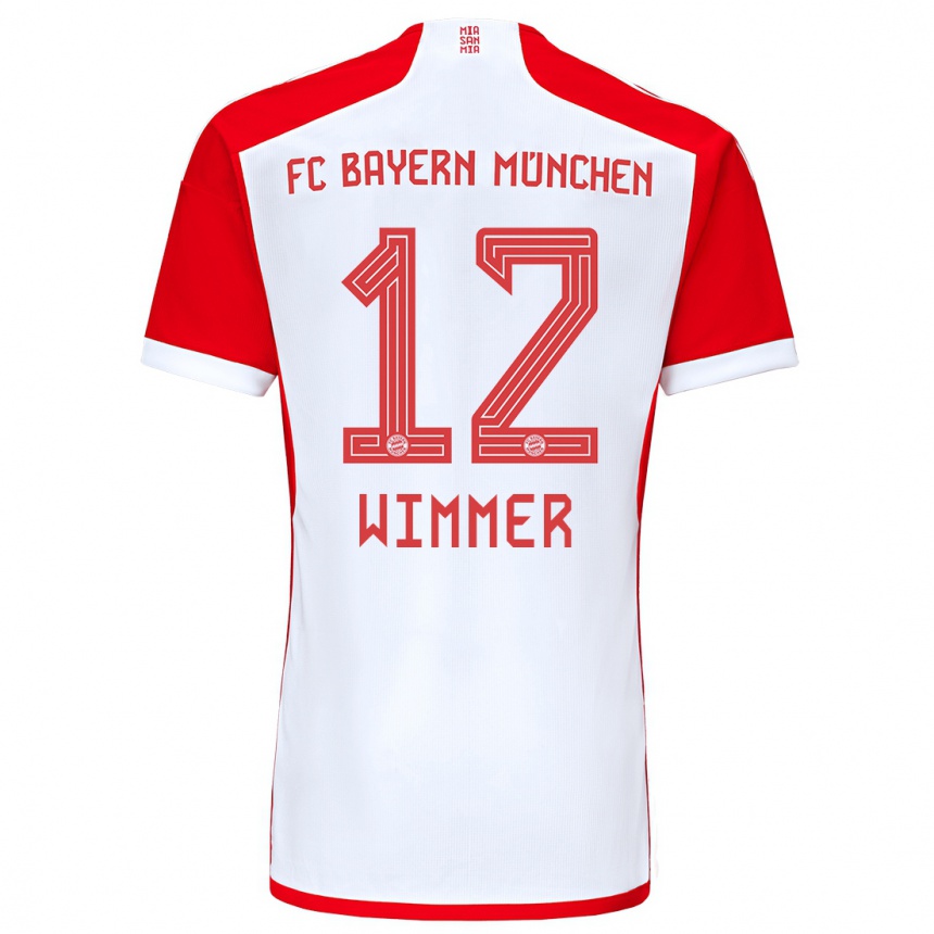 Vaikiškas Benedikt Wimmer #12 Raudona Balta Namų Marškinėliai 2023/24 T-Shirt