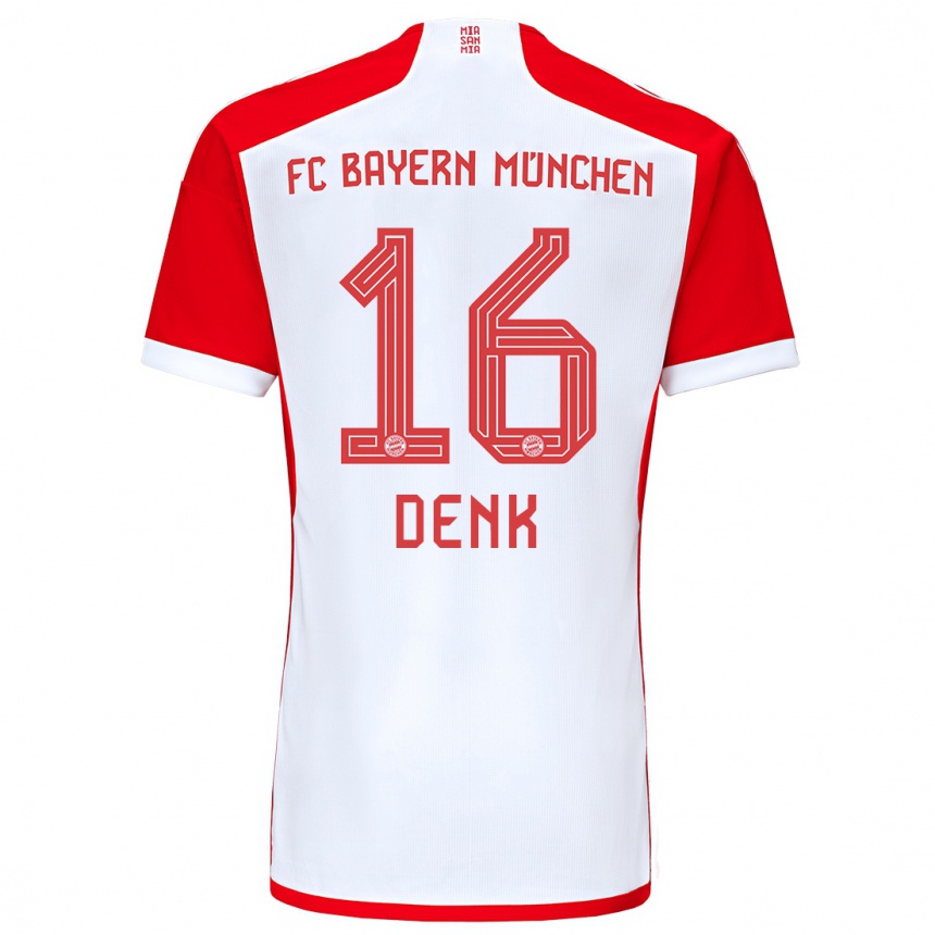 Vaikiškas Luca Denk #16 Raudona Balta Namų Marškinėliai 2023/24 T-Shirt