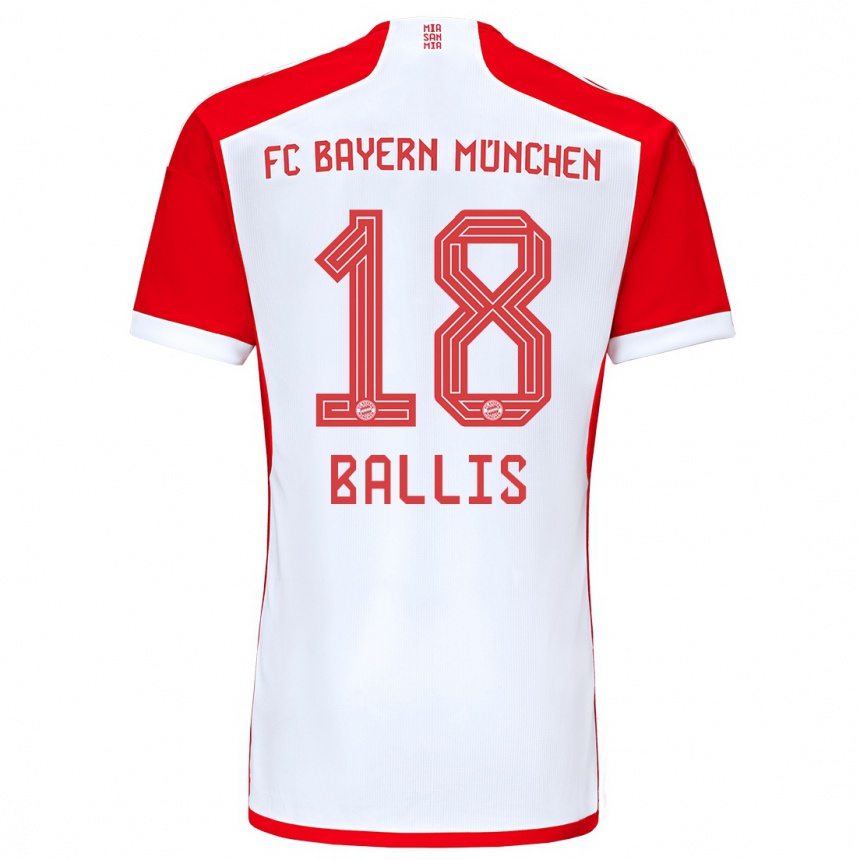 Vaikiškas Benjamin Ballis #18 Raudona Balta Namų Marškinėliai 2023/24 T-Shirt