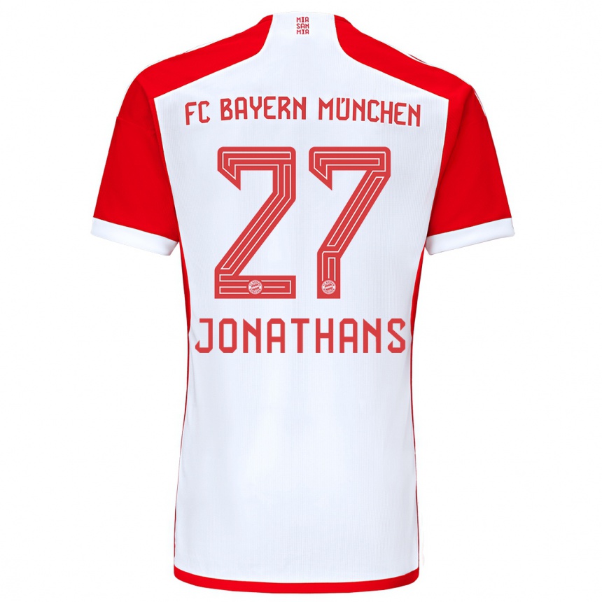 Vaikiškas David Jonathans #27 Raudona Balta Namų Marškinėliai 2023/24 T-Shirt