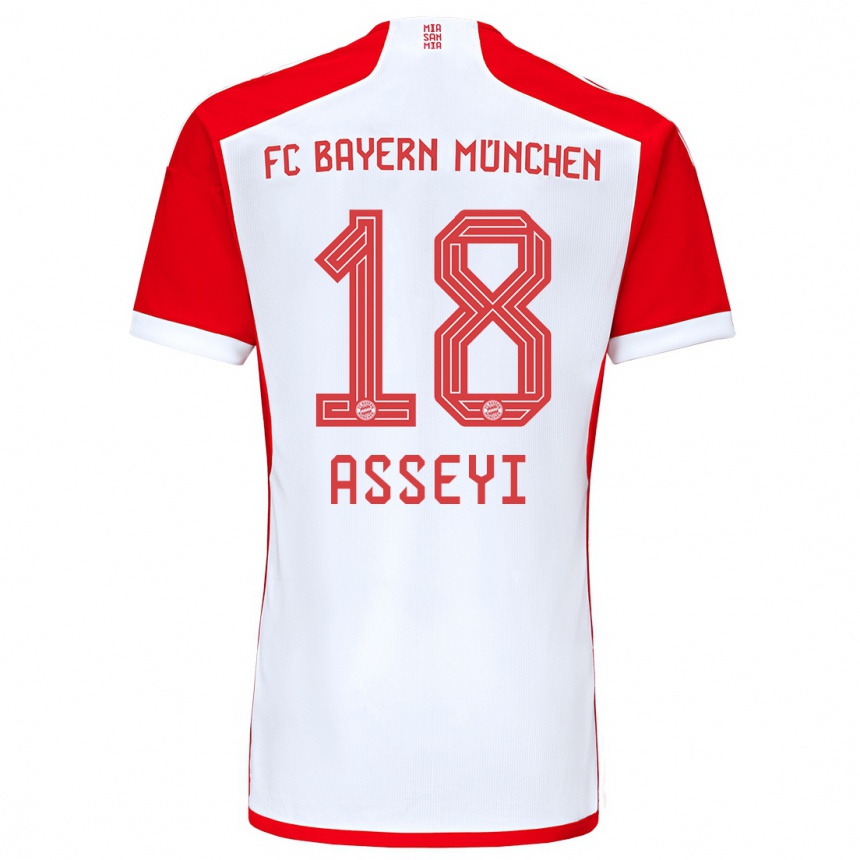 Vaikiškas Viviane Asseyi #18 Raudona Balta Namų Marškinėliai 2023/24 T-Shirt