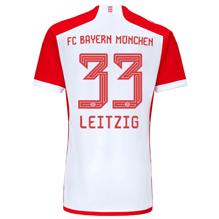 Vaikiškas Janina Leitzig #33 Raudona Balta Namų Marškinėliai 2023/24 T-Shirt