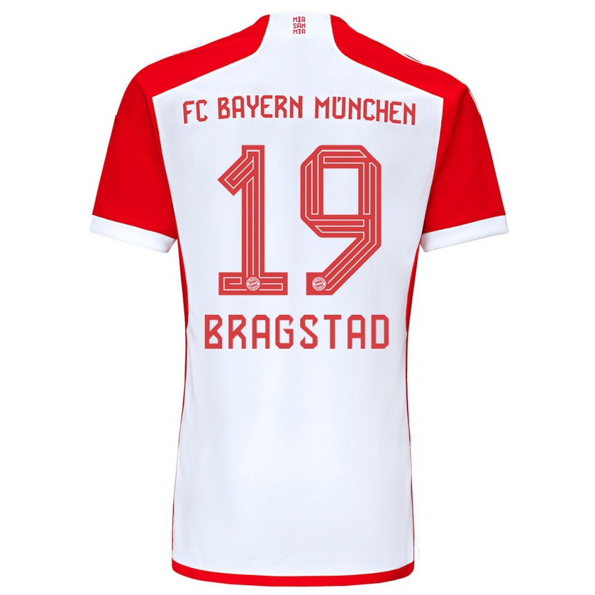 Vaikiškas Emilie Bragstad #19 Raudona Balta Namų Marškinėliai 2023/24 T-Shirt