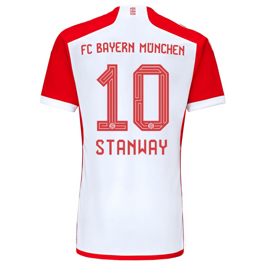 Vaikiškas Georgia Stanway #10 Raudona Balta Namų Marškinėliai 2023/24 T-Shirt