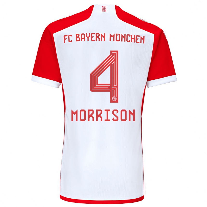 Vaikiškas Liam Morrison #4 Raudona Balta Namų Marškinėliai 2023/24 T-Shirt