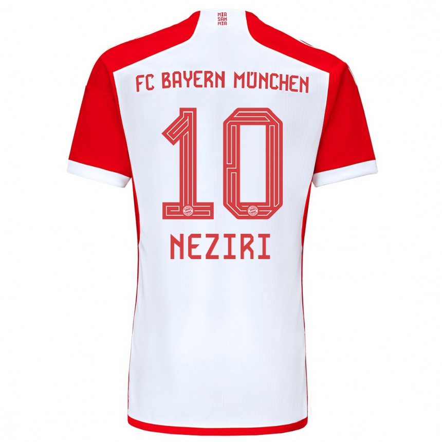 Vaikiškas Behar Neziri #10 Raudona Balta Namų Marškinėliai 2023/24 T-Shirt