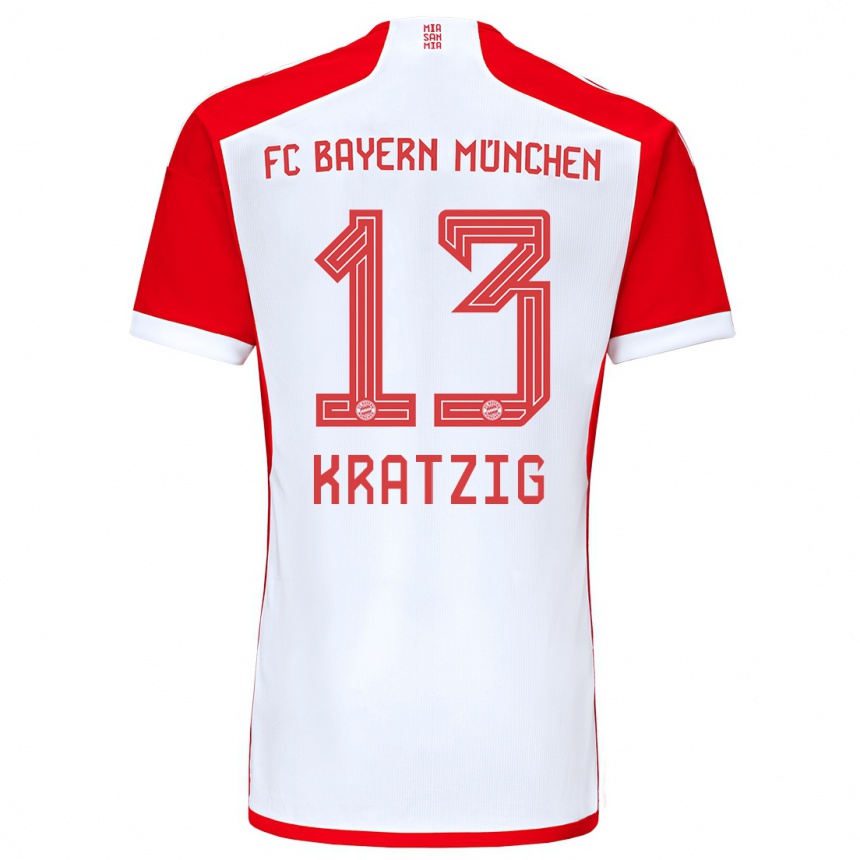 Vaikiškas Frans Kratzig #13 Raudona Balta Namų Marškinėliai 2023/24 T-Shirt