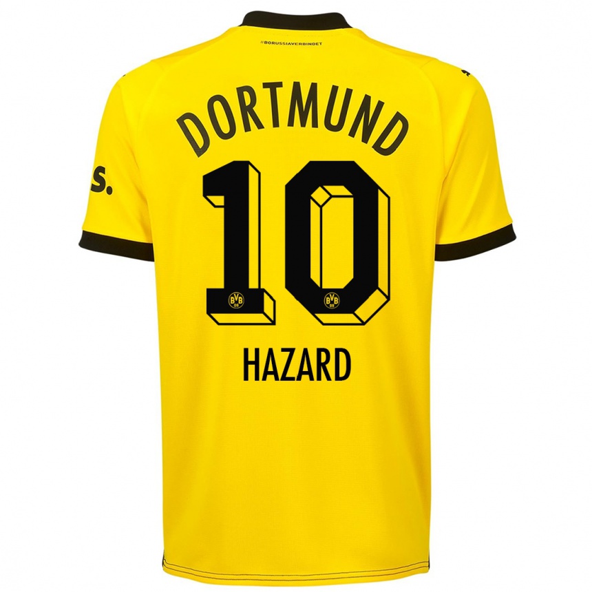 Vaikiškas Thorgan Hazard #10 Geltona Namų Marškinėliai 2023/24 T-Shirt