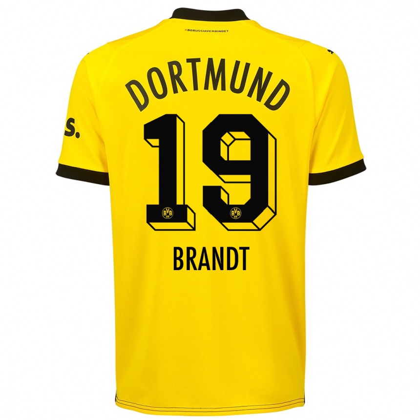 Vaikiškas Julian Brandt #19 Geltona Namų Marškinėliai 2023/24 T-Shirt