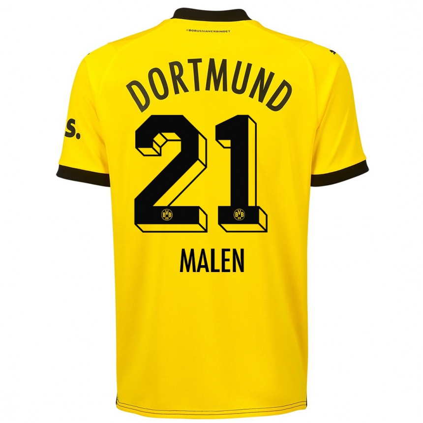 Vaikiškas Donyell Malen #21 Geltona Namų Marškinėliai 2023/24 T-Shirt