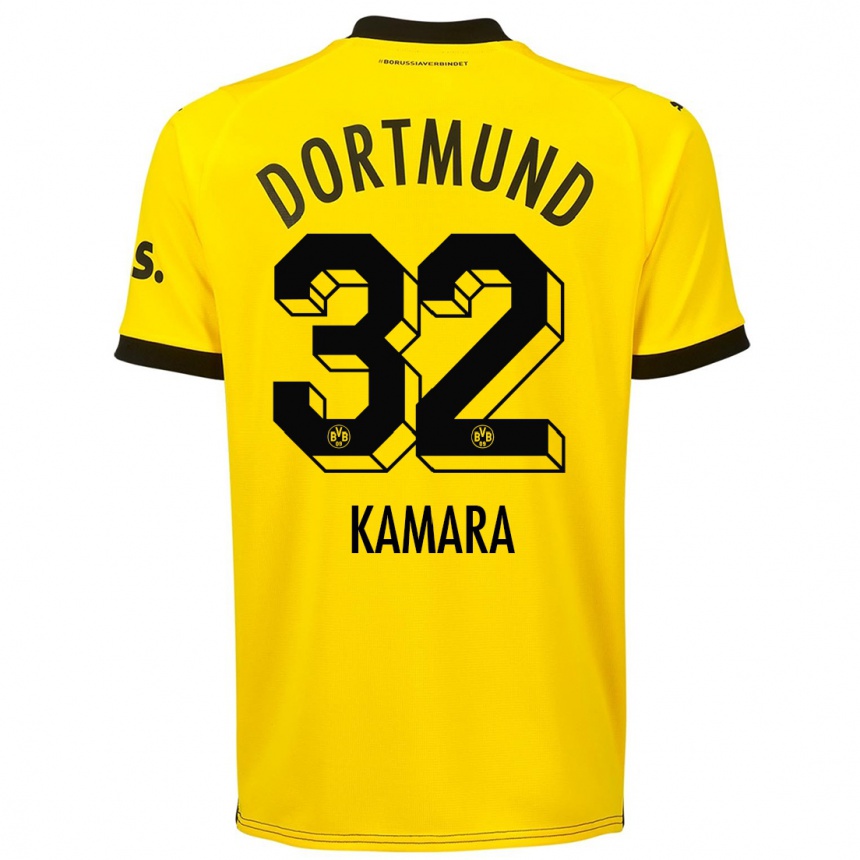 Vaikiškas Abdoulaye Kamara #32 Geltona Namų Marškinėliai 2023/24 T-Shirt