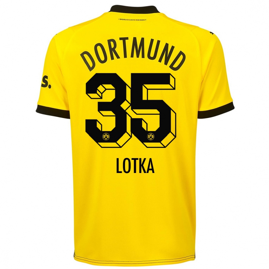 Vaikiškas Marcel Lotka #35 Geltona Namų Marškinėliai 2023/24 T-Shirt