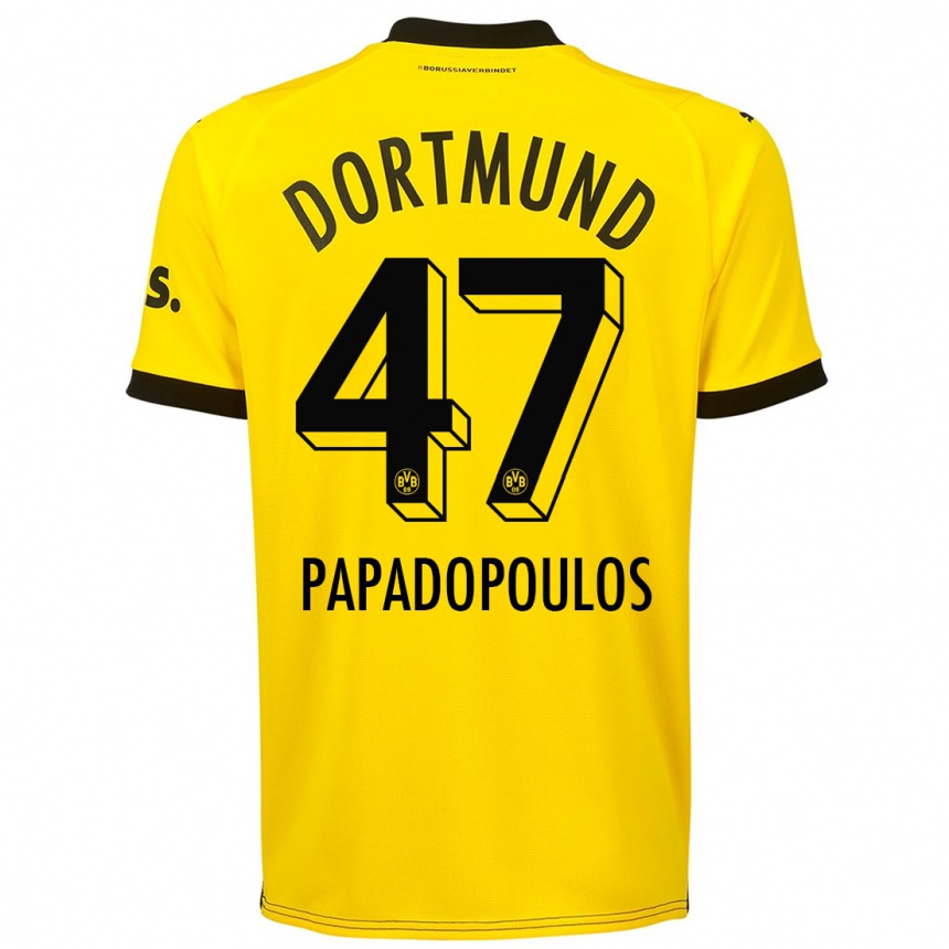 Vaikiškas Antonios Papadopoulos #47 Geltona Namų Marškinėliai 2023/24 T-Shirt