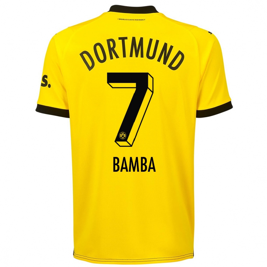 Vaikiškas Samuel Bamba #7 Geltona Namų Marškinėliai 2023/24 T-Shirt