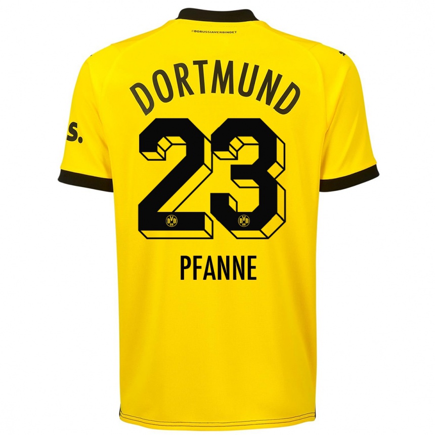 Vaikiškas Franz Pfanne #23 Geltona Namų Marškinėliai 2023/24 T-Shirt