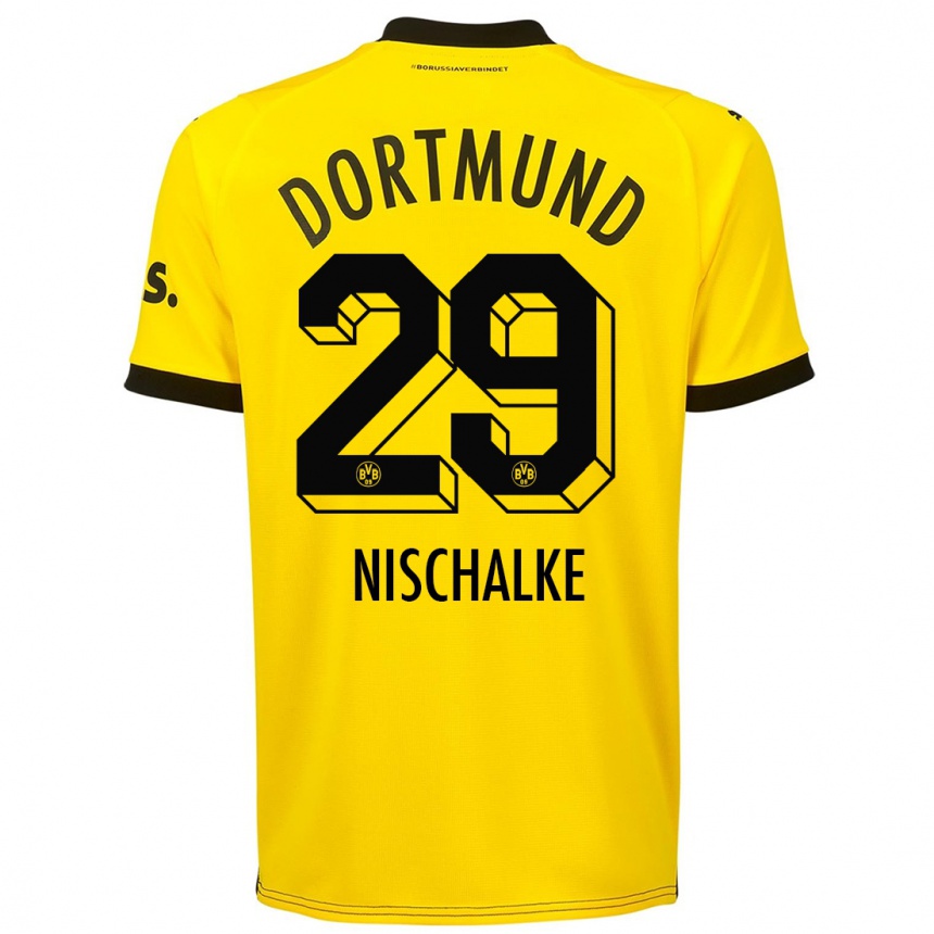 Vaikiškas Jermain Nischalke #29 Geltona Namų Marškinėliai 2023/24 T-Shirt