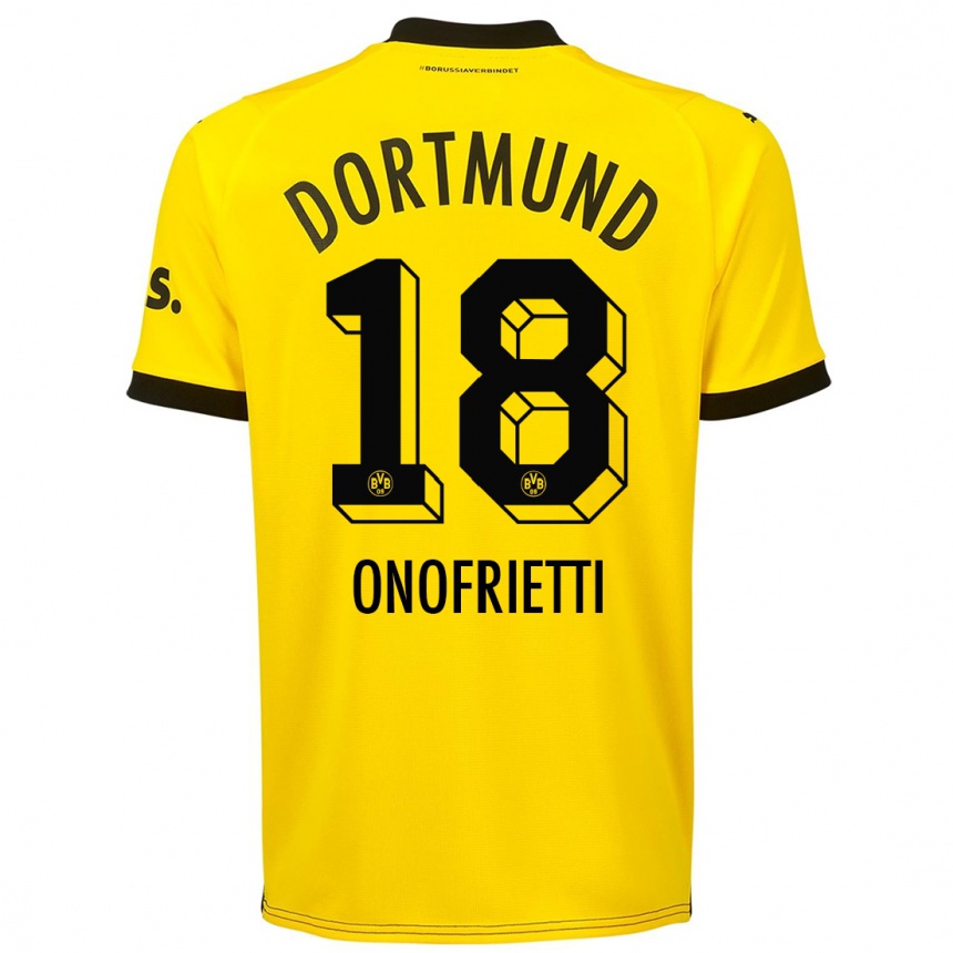 Vaikiškas Vincenzo Onofrietti #18 Geltona Namų Marškinėliai 2023/24 T-Shirt