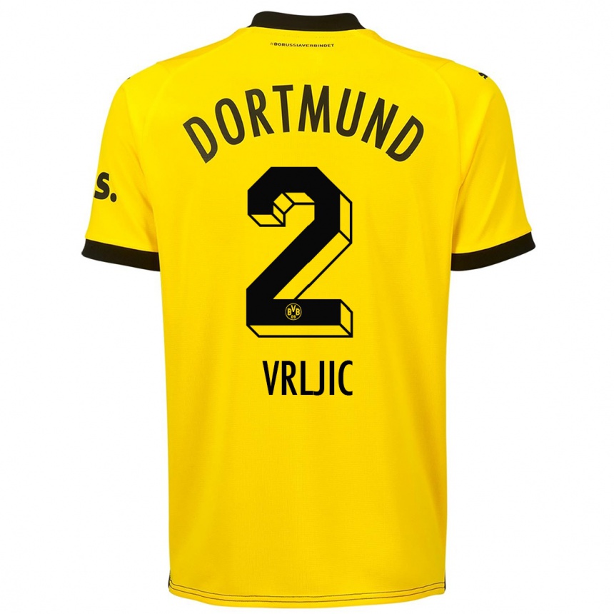 Vaikiškas Daniel Vrljic #2 Geltona Namų Marškinėliai 2023/24 T-Shirt