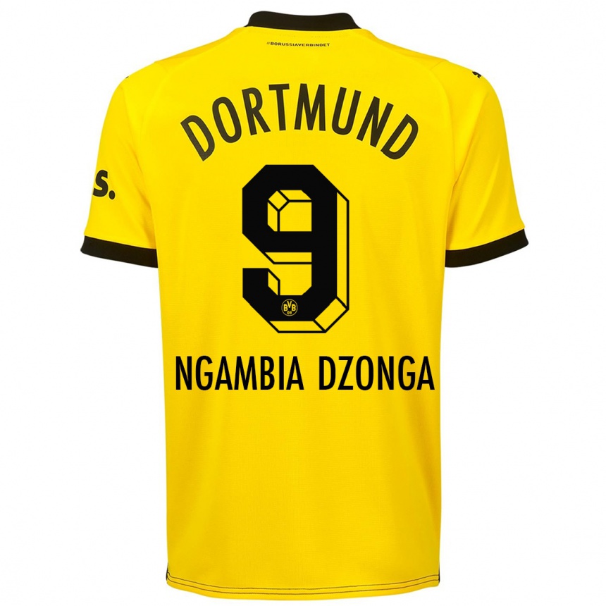 Vaikiškas Diego Ngambia Dzonga #9 Geltona Namų Marškinėliai 2023/24 T-Shirt