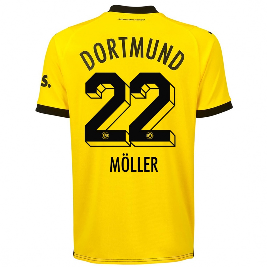 Vaikiškas Paul Möller #22 Geltona Namų Marškinėliai 2023/24 T-Shirt