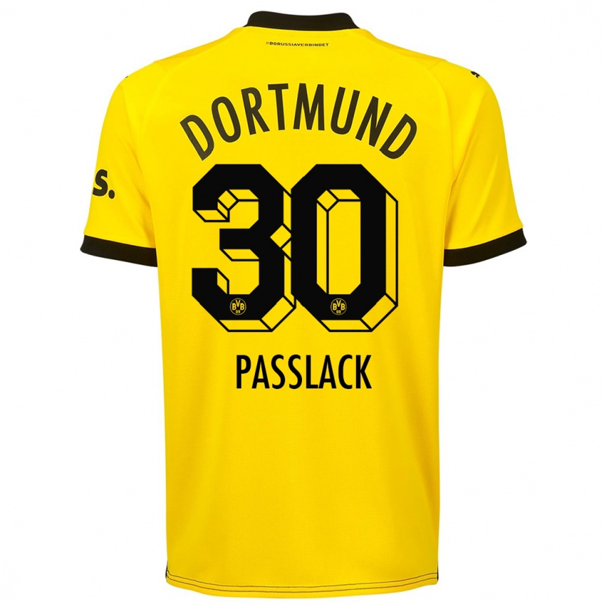 Vaikiškas Felix Passlack #30 Geltona Namų Marškinėliai 2023/24 T-Shirt