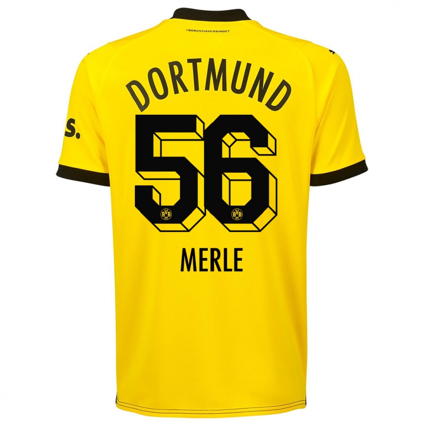 Vaikiškas Albers Merle #56 Geltona Namų Marškinėliai 2023/24 T-Shirt