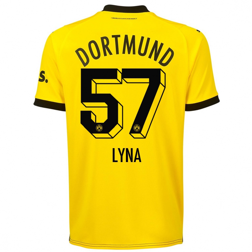 Vaikiškas Schwarz Lyna #57 Geltona Namų Marškinėliai 2023/24 T-Shirt