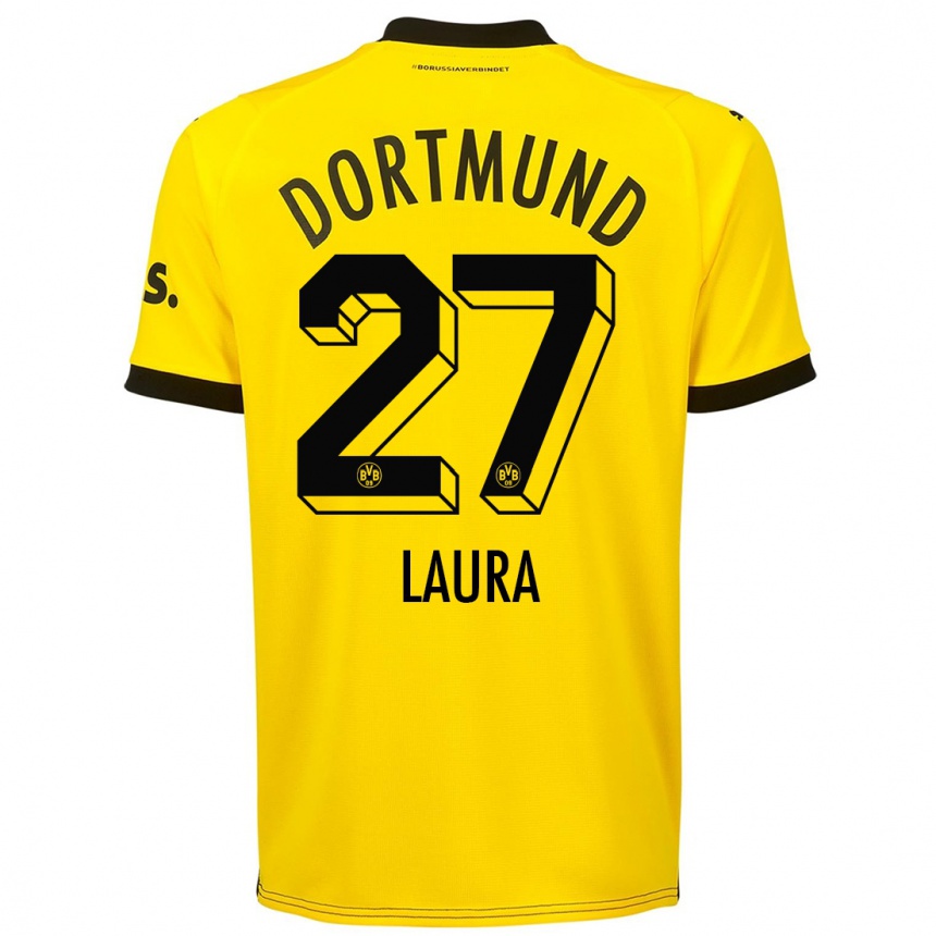 Vaikiškas Van Der Heijden Laura #27 Geltona Namų Marškinėliai 2023/24 T-Shirt