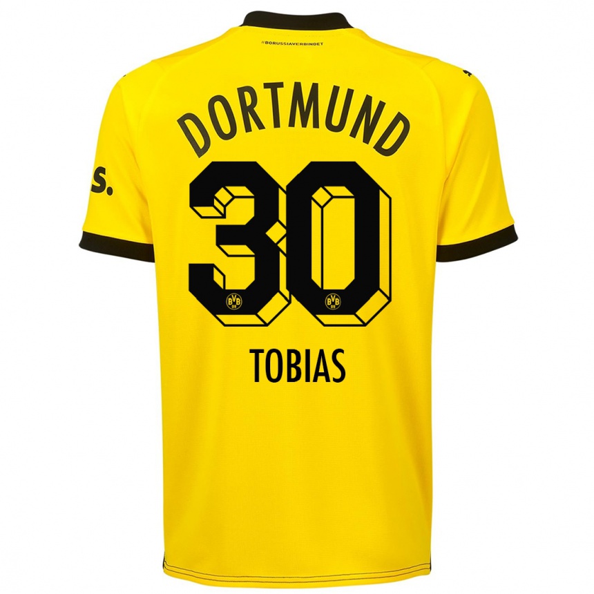 Vaikiškas Vogt Tobias #30 Geltona Namų Marškinėliai 2023/24 T-Shirt