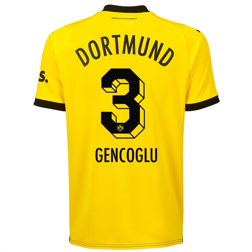 Vaikiškas Tekin Gencoglu #3 Geltona Namų Marškinėliai 2023/24 T-Shirt