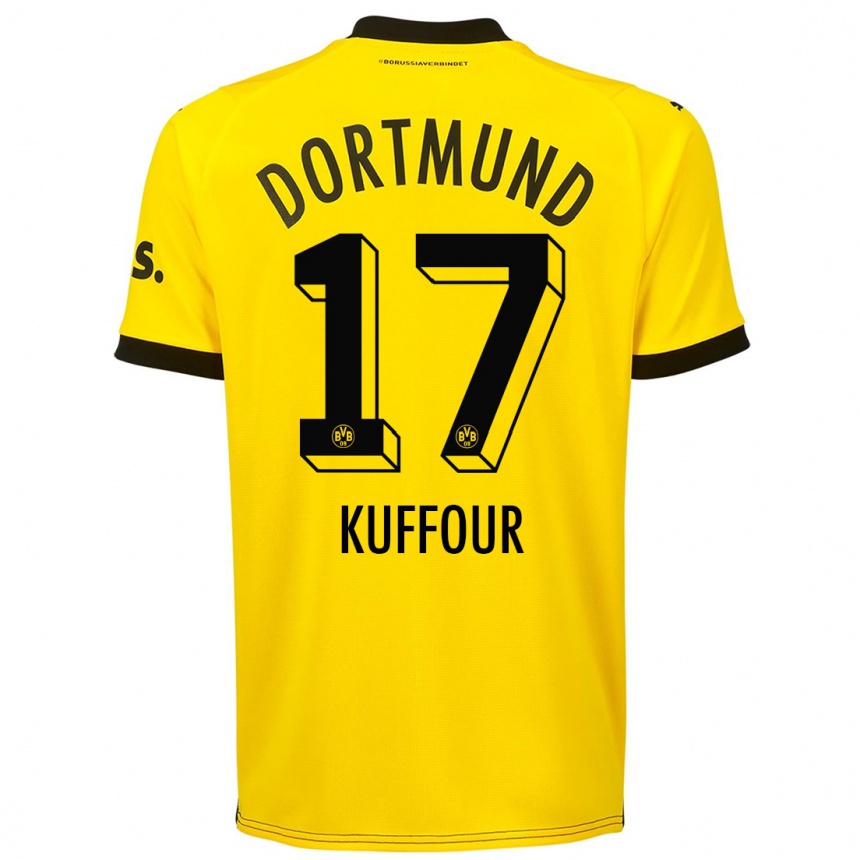 Vaikiškas Lloyd-Addo Kuffour #17 Geltona Namų Marškinėliai 2023/24 T-Shirt