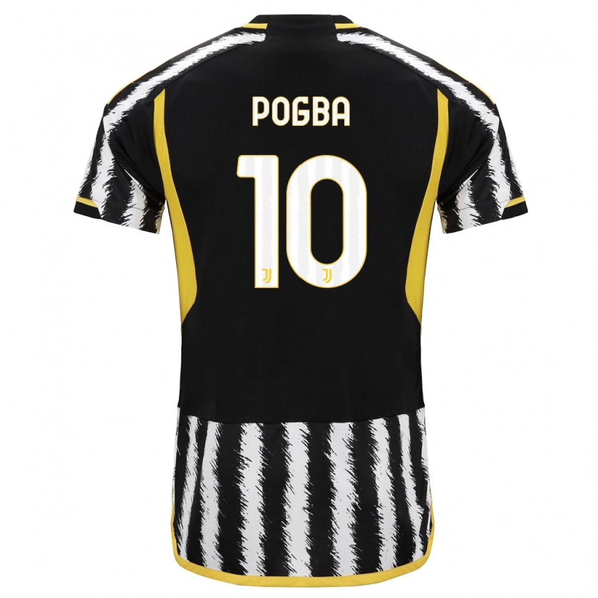 Vaikiškas Paul Pogba #10 Juoda Balta Namų Marškinėliai 2023/24 T-Shirt