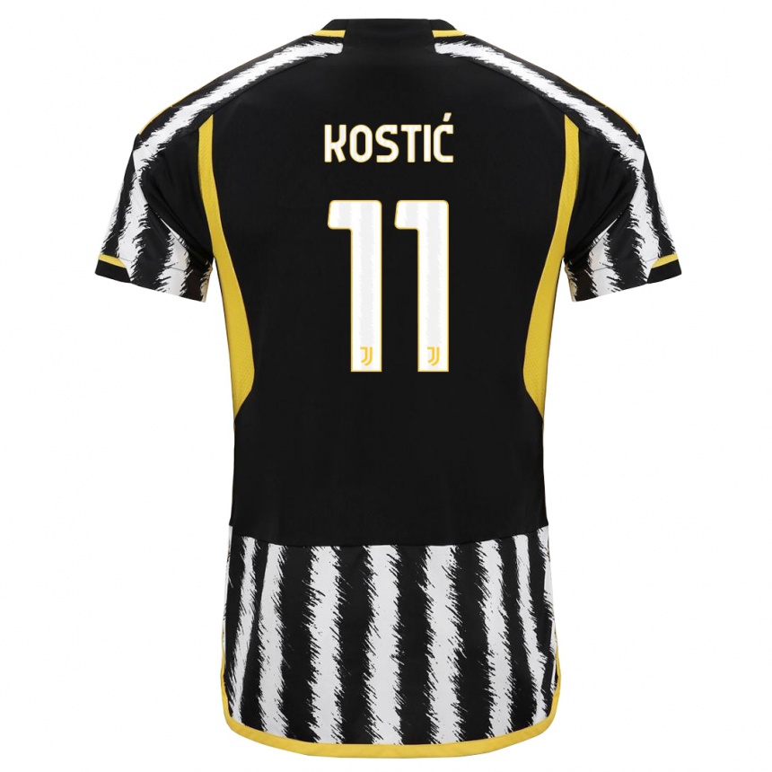 Vaikiškas Filip Kostic #11 Juoda Balta Namų Marškinėliai 2023/24 T-Shirt