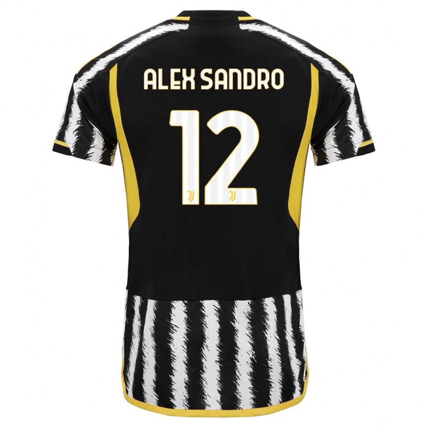 Vaikiškas Alex Sandro #12 Juoda Balta Namų Marškinėliai 2023/24 T-Shirt