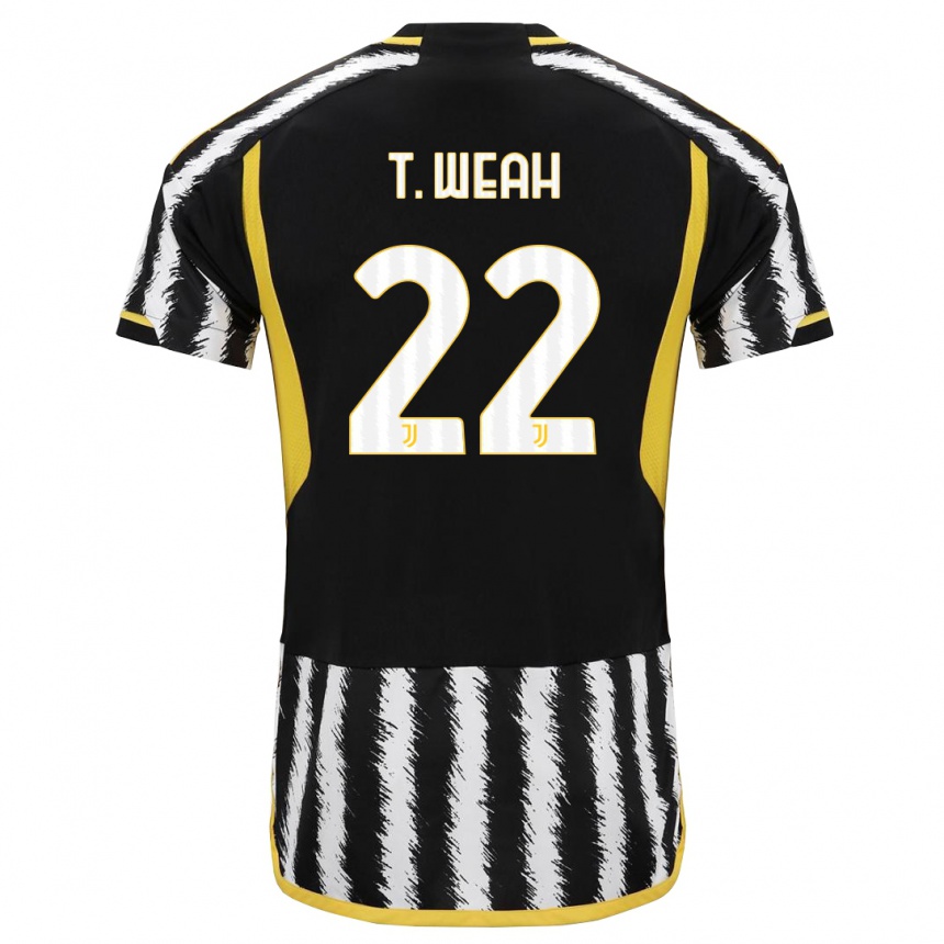 Vaikiškas Timothy Weah #22 Juoda Balta Namų Marškinėliai 2023/24 T-Shirt