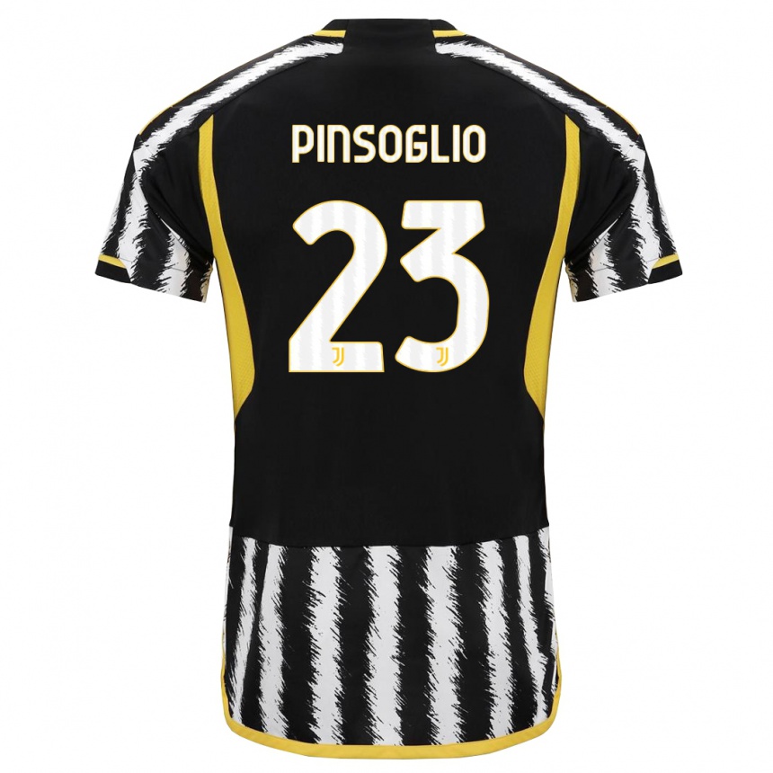 Vaikiškas Carlo Pinsoglio #23 Juoda Balta Namų Marškinėliai 2023/24 T-Shirt