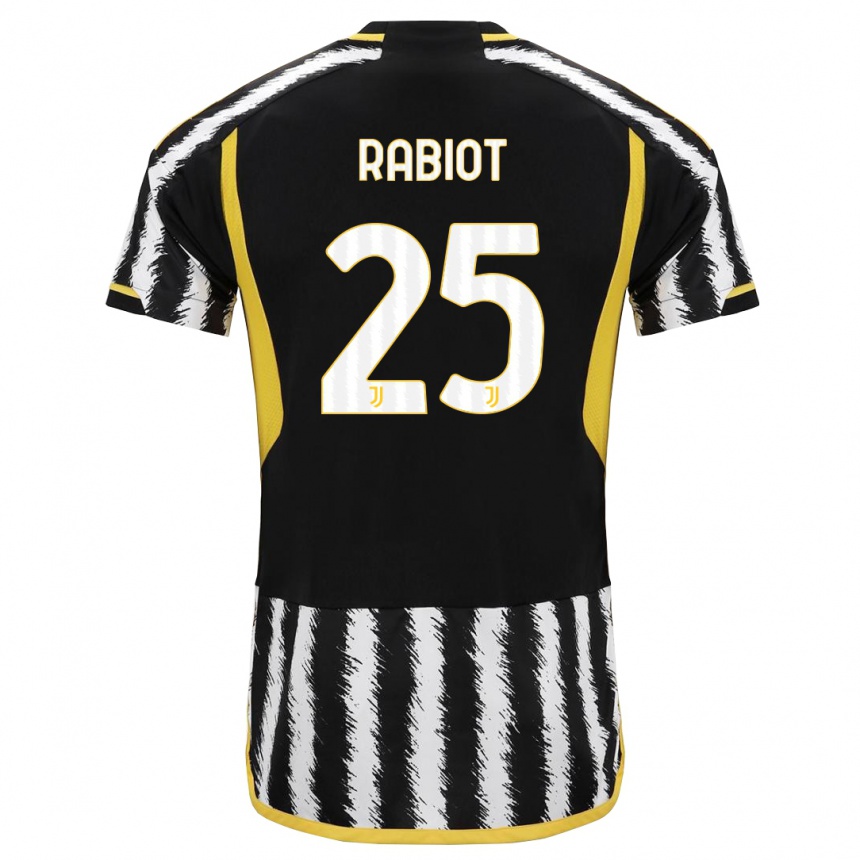 Vaikiškas Adrien Rabiot #25 Juoda Balta Namų Marškinėliai 2023/24 T-Shirt