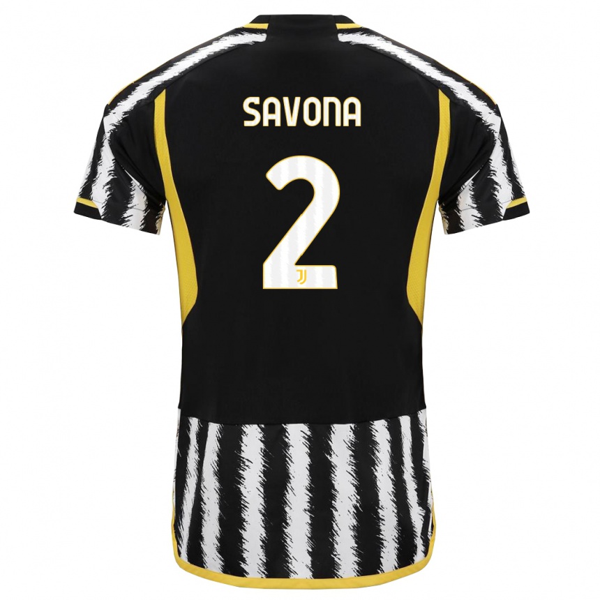 Vaikiškas Nicolo Savona #2 Juoda Balta Namų Marškinėliai 2023/24 T-Shirt