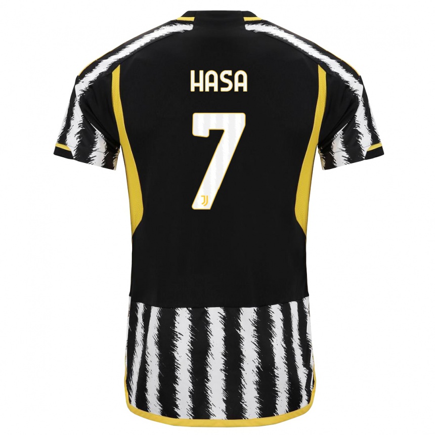 Vaikiškas Luis Hasa #7 Juoda Balta Namų Marškinėliai 2023/24 T-Shirt