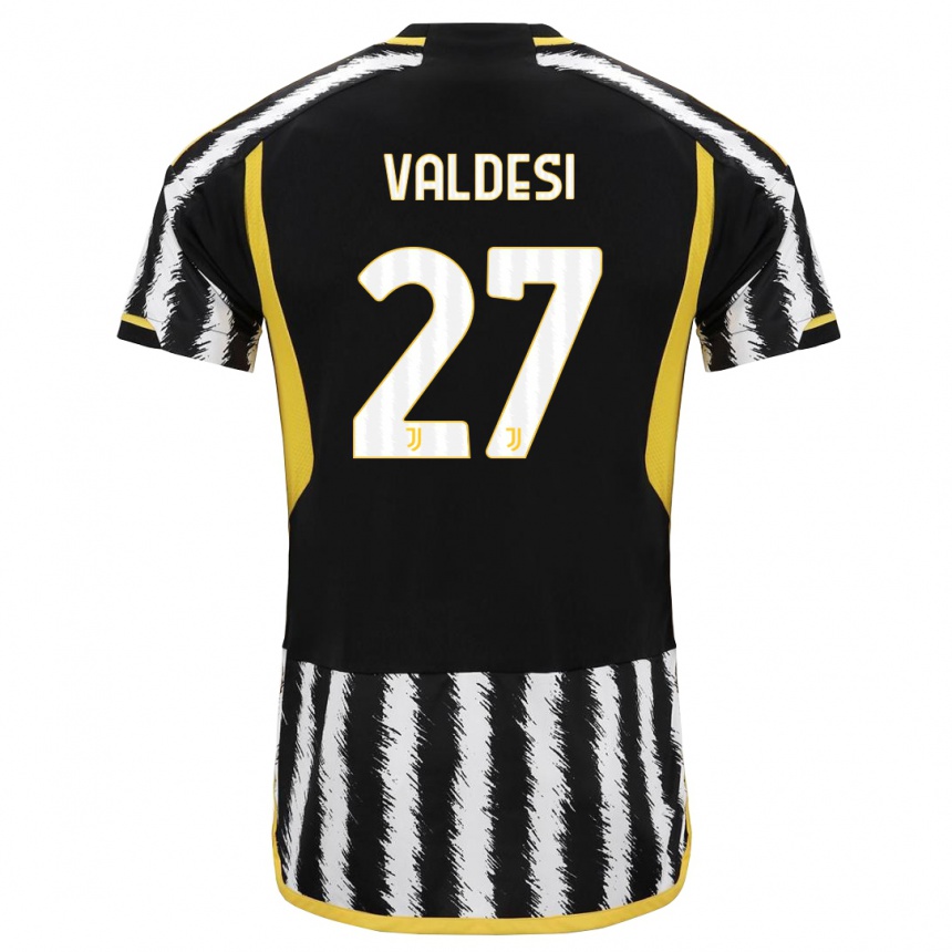 Vaikiškas Andrea Valdesi #27 Juoda Balta Namų Marškinėliai 2023/24 T-Shirt