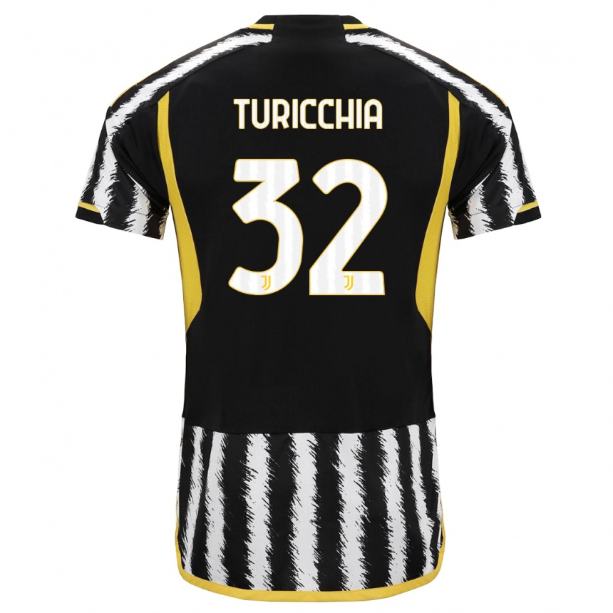 Vaikiškas Riccardo Turicchia #32 Juoda Balta Namų Marškinėliai 2023/24 T-Shirt