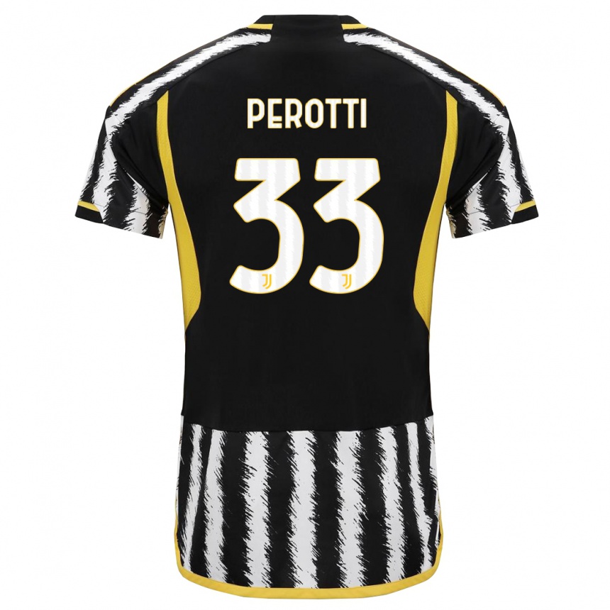 Vaikiškas Clemente Perotti #33 Juoda Balta Namų Marškinėliai 2023/24 T-Shirt