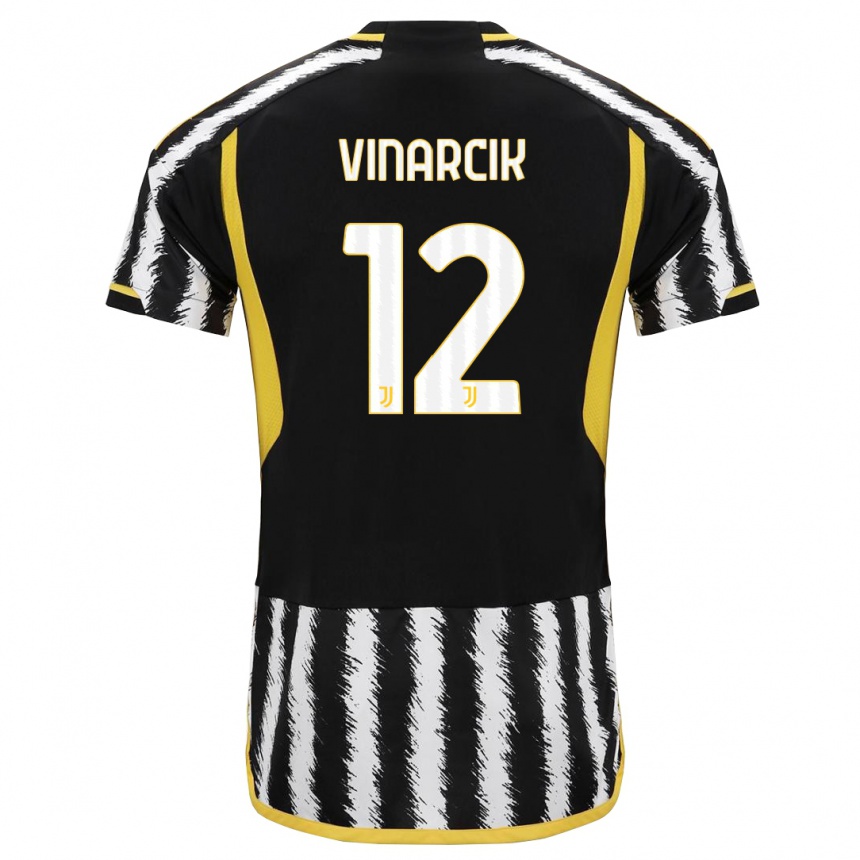 Vaikiškas Jakub Vinarcik #12 Juoda Balta Namų Marškinėliai 2023/24 T-Shirt