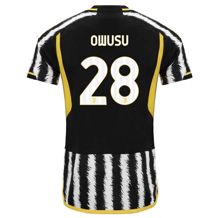 Vaikiškas Augusto Owusu #28 Juoda Balta Namų Marškinėliai 2023/24 T-Shirt